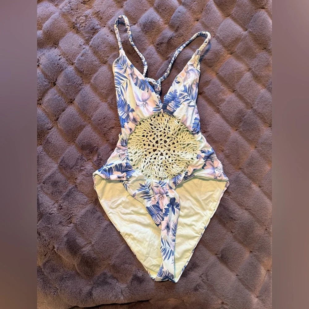 Frankie's Bikinis Crocheted One-Piece Swimsuit with Braided Straps